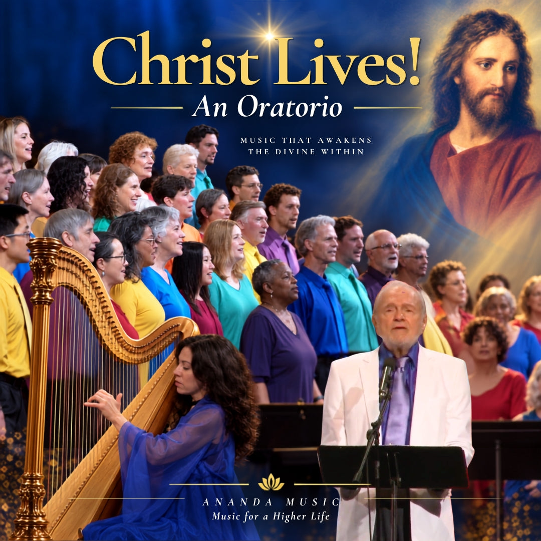 Christ Lives! An Oratorio featuring a choir, harp, and Swami Kriyananda performing
